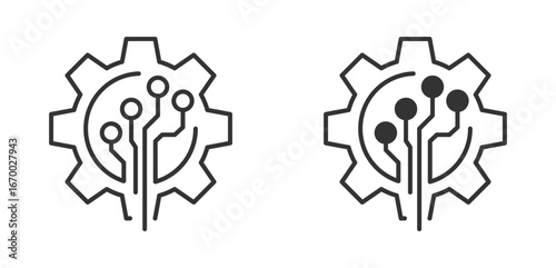 Digital technology gear icon set  concept isolated on white background. Vector illustration .