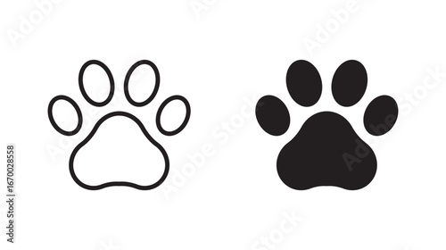 Paw print simple icons. 