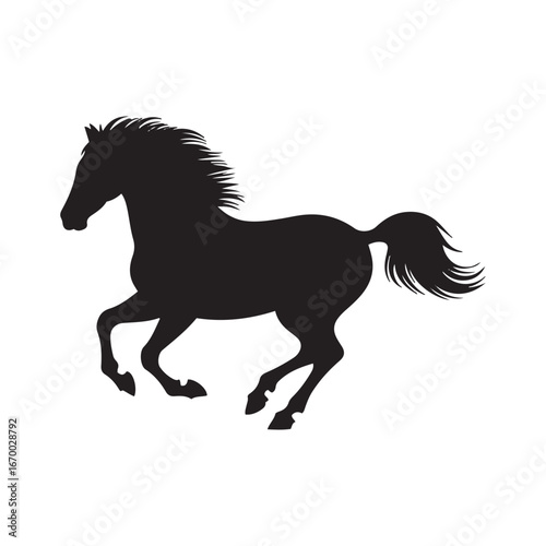 This is a clean, simple silhouette of a horse in a running pose.