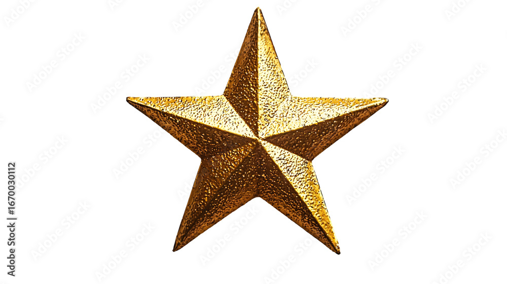 Fototapeta premium Golden five-pointed star isolated on a transparent background