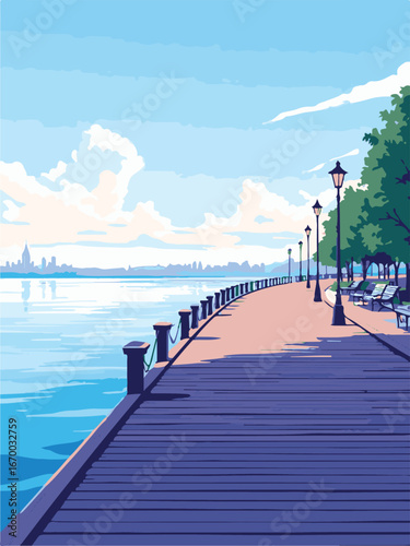Wooden Pier by the Sea