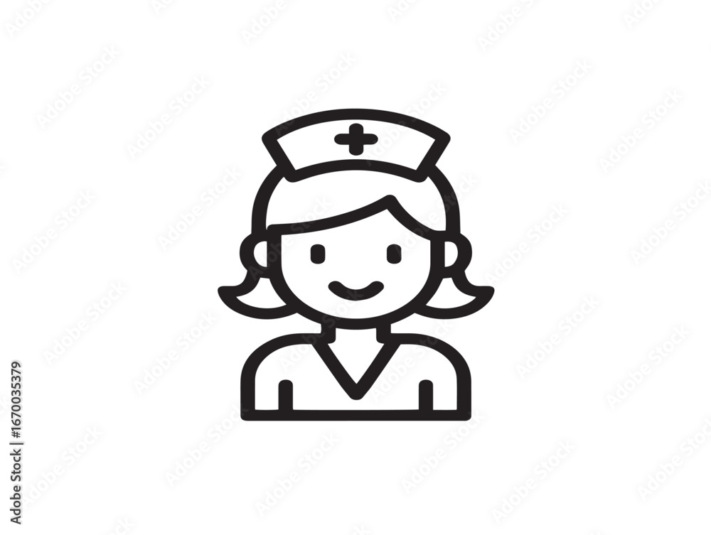 Elegant Nurse Icon Created With Clean Minimalist Vector Illustration Elegant Nurse Icon Created With Clean Minimalist Vector Illustration