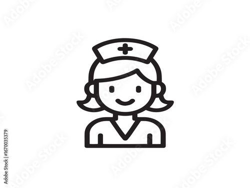 Elegant Nurse Icon Created With Clean Minimalist Vector Illustration