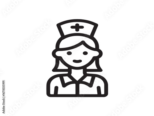 Professional Nurse Icon Illustrated With Smooth Minimalist Vector Style
