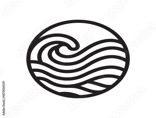 Ocean Icon Illustrated With Elegant Minimalist Vector Artwork Style