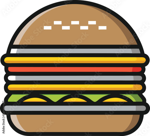 Singles Day Mobile Commerce Delicious Triple Decker Burger Icon