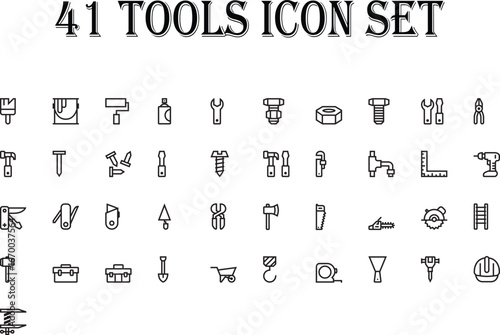 Assorted tools icons collection hammer wrench