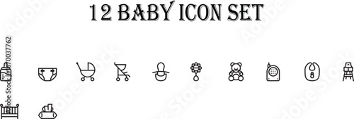 Baby items collection baby bottle diaper