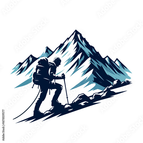 premium vector illustration silhouette of a mountain climber everest