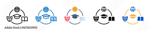 Extracurricular Activities multiple style icons set design vector illustration. 