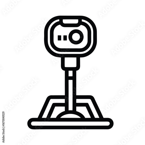 “Metal detector icon, black outline vector illustration on white background, concept of detection and security screening.”