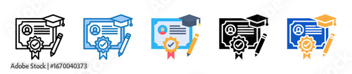 Certificate Authority multiple style icons set design vector illustration. 