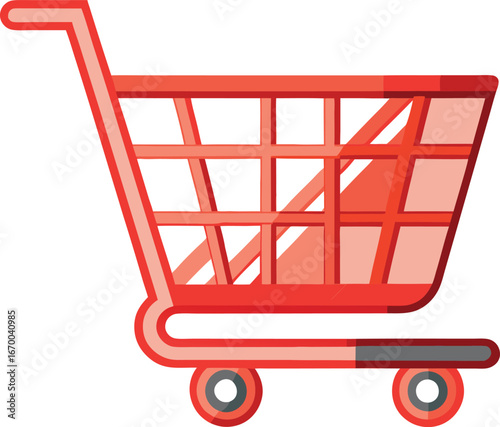Singles Day Mobile Commerce Red Shopping Cart Icon Design
