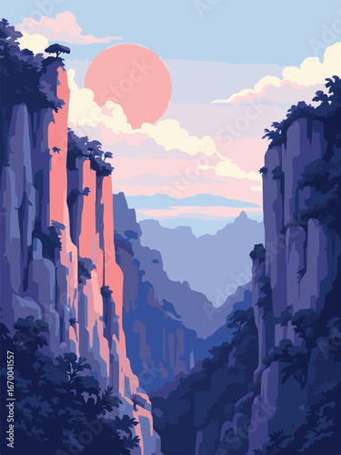 Rocky canyon mountains with steep cliffs