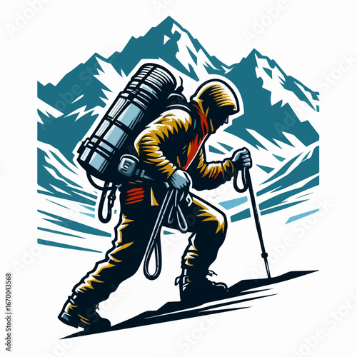 vector illustration of a mountain climber