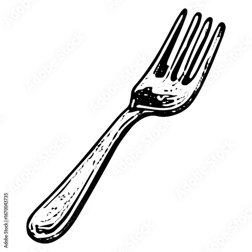 Vintage Fork Icon for Kitchen Cooking and Baking Illustration