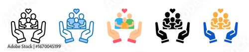 Family Support multiple style icons set design vector illustration. 