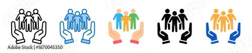 Support Group multiple style icons set design vector illustration. 