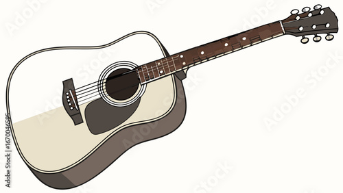 Acoustic Guitar Illustration Musical Instrument Design Six-String Guitar Graphic Folk Music Icon Stringed Instrument Artwork.