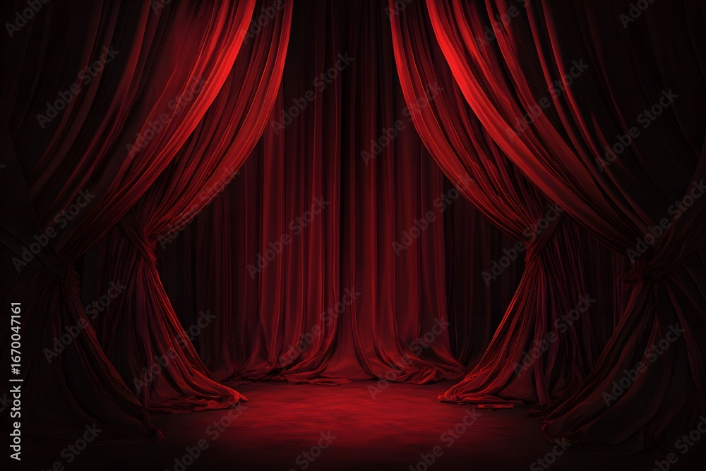 Fototapeta premium Red velvet curtain texture background 
