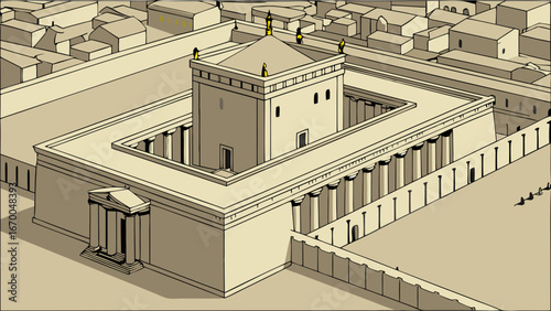 Ancient Temple Architectural Illustration Historical Building Design Religious Structure Sacred Site Cultural Heritage Historical Landmark Religious Iconography Ancient Civilization Temple Complex Is.