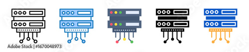 Server multiple style icons set design vector illustration. 