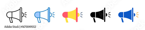Megaphone multiple style icons set design vector illustration. 