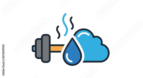 Dumbbell with cloud and water drop for training