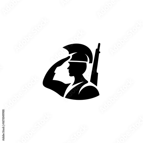 Silhouette of Soldier Saluting – Minimal Military, Army, Defense, and Service Vector Illustration