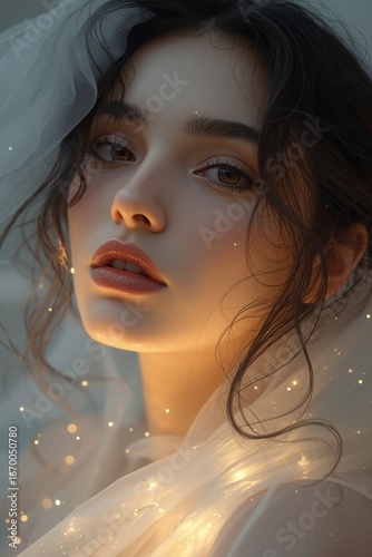 Mystical woman with dreamy atmosphere, surreal fantasy artwork
