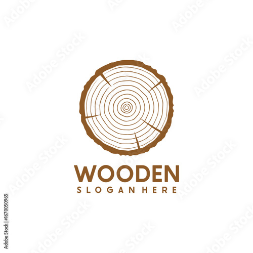 Wood icon or sawmill logo - black vector tree growth rings symbol or sign
