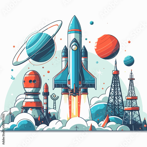 space rocket illustration vector