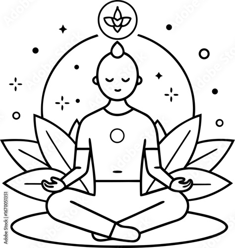 Meditation outline icon on white background