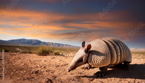 armadillo in a desert landscape
