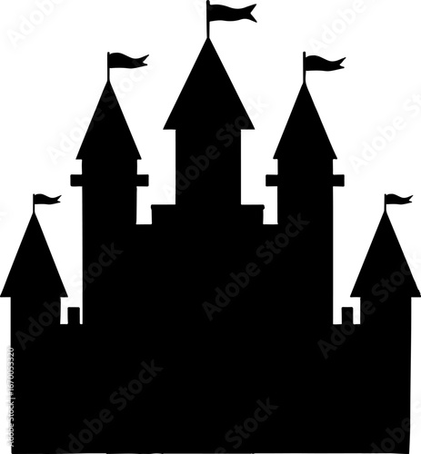 Castle silhouette against a plain background suitable for various design projects and illustrations