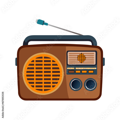 retro radio isolated on white