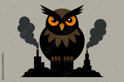 A fun, cute, and funny nocturnal owl character with big eyes on a branch, perfect for a wildlife cartoon design
