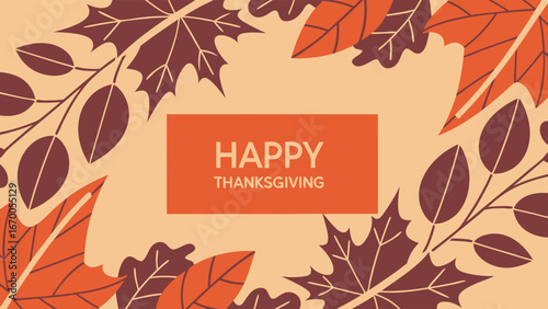 Autumn leaves Thanksgiving background fall foliage design harvest season greeting card template.