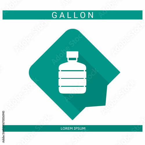 Design icon. Gallon icon symbol in flat. Gallon symbol design in flat with shadows. Stock vector.