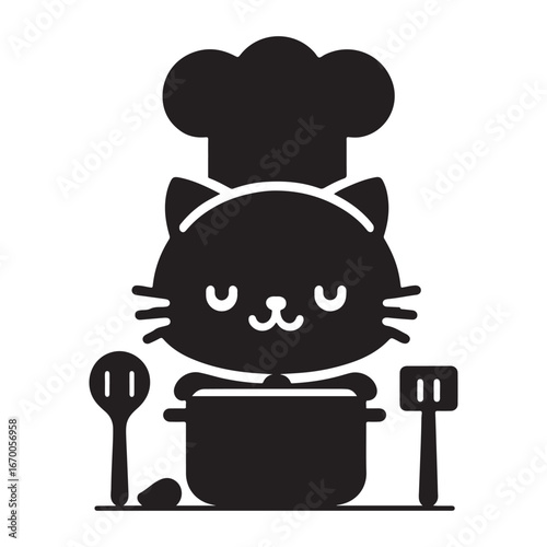 Chef Cat Cooking Mascot Vector