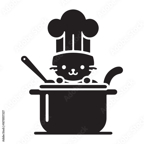 Chef Cat Cooking Mascot Vector