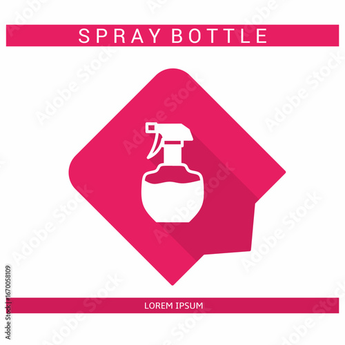 Design icon. Spray bottle icon symbol in flat. Spray bottte symbol design in flat with shadows. Stock vector.