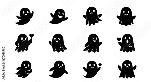 Spooky and Cute Ghost Silhouettes Collection for Halloween