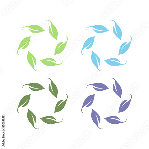 NATURAL PRODUCT LEAVES IN CIRCLE SIGN SYMBOL LOGO
