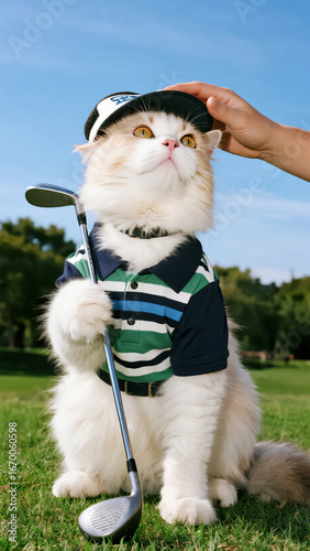 cat and golf 7923