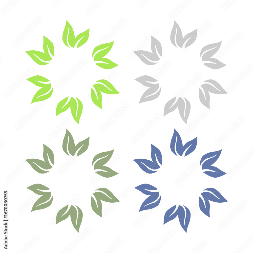 Obraz premium NATURAL PRODUCT LEAVES IN CIRCLE SIGN SYMBOL LOGO 