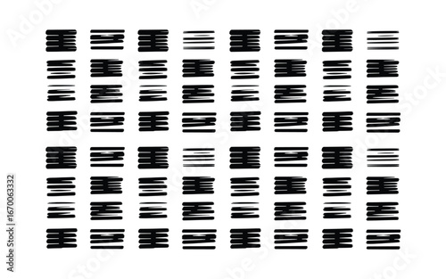 Seamless Pattern of Black Brush Strokes, Perfect for Backgrounds, Textures, and Design Projects Requiring a Hand-Drawn or Artistic Element and Modern Aesthetic.