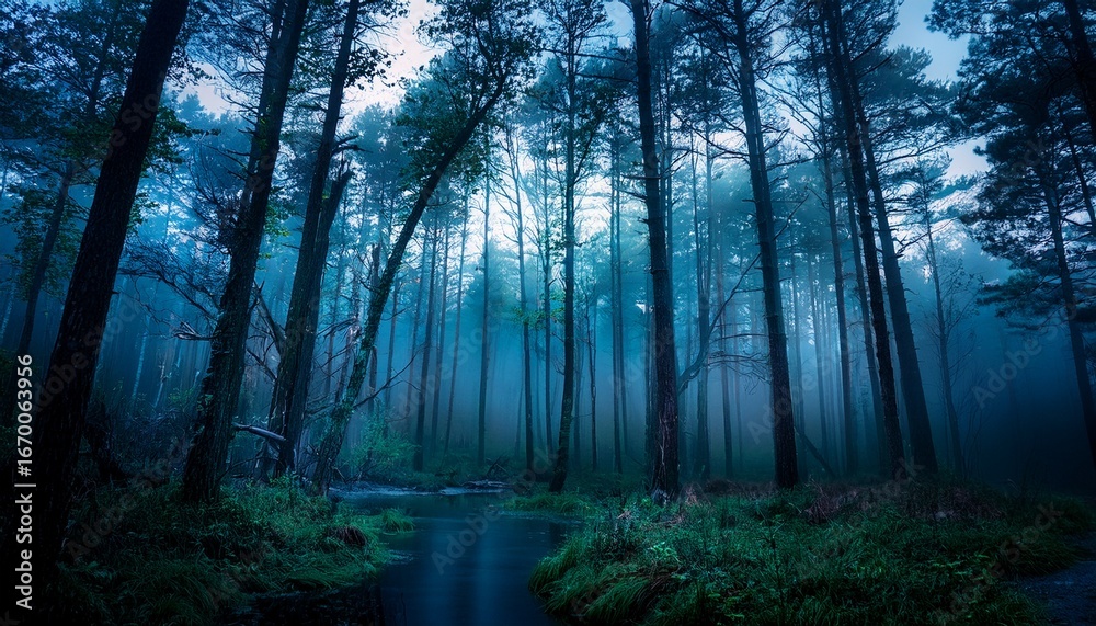 Naklejka premium forest in the night