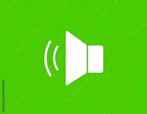 Simple white speaker icon on green background