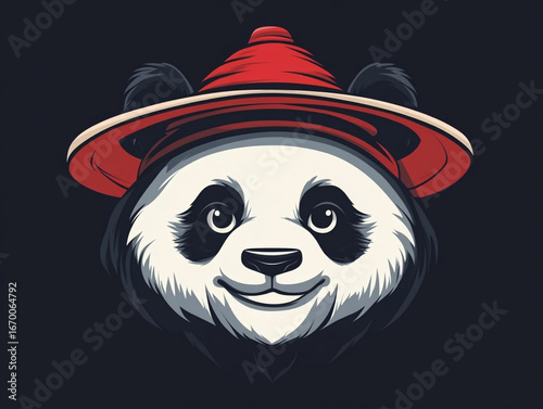 Beautiful Illustration Of Cute Cartoon Panda Isolated On Grey Background